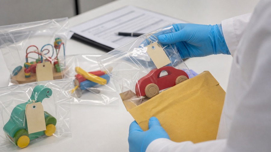 Toy samples prepared for laboratory testing submission