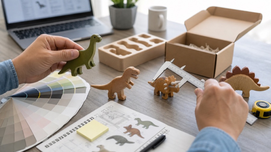 Toy sample measurement color comparison and packaging review