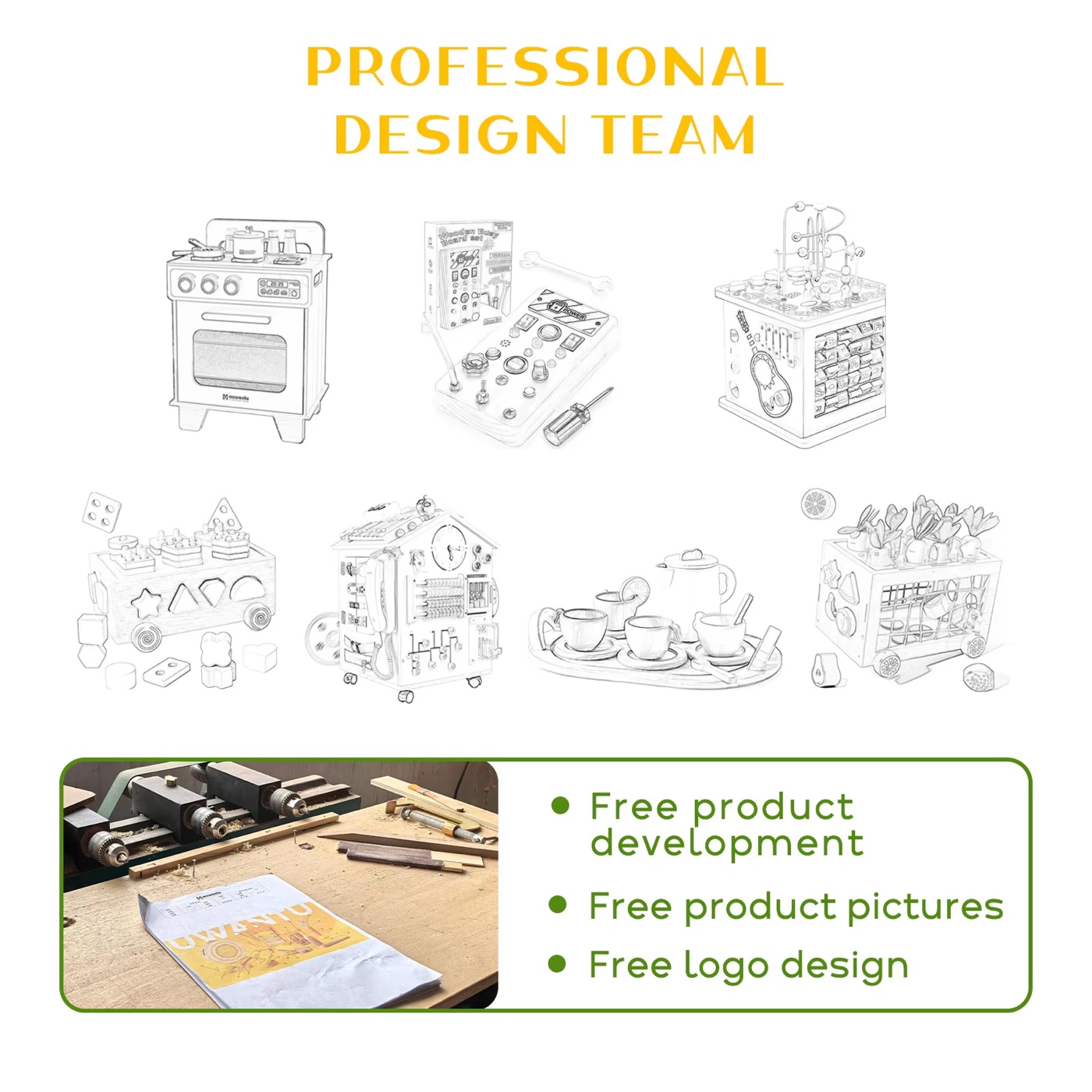 Toy product development drawings and workshop sample preparation