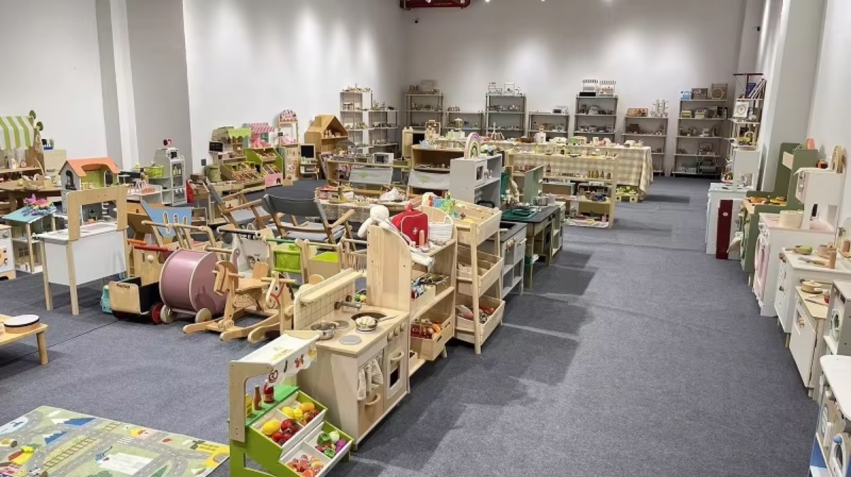Large supplier toy showroom with educational toy displays