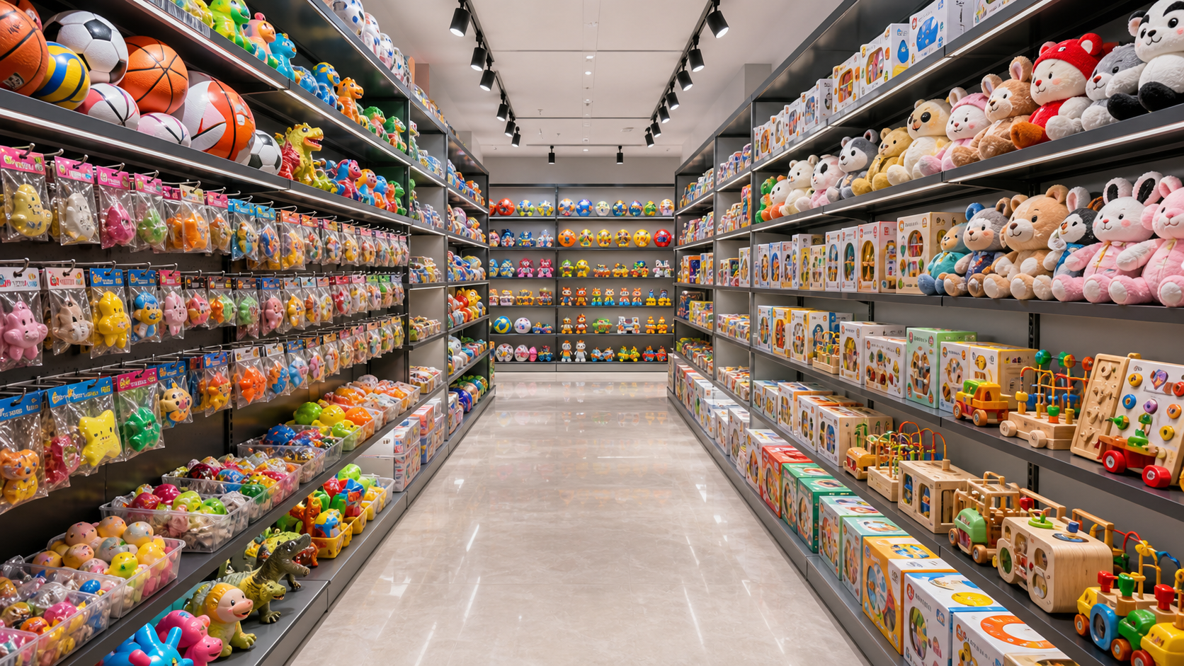 Plastic toys and mixed ready-stock toy showroom